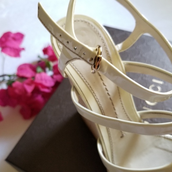 {Sold} GUCCI | Vernice Crystal Wedges Mystic White - Picture 6 of 7